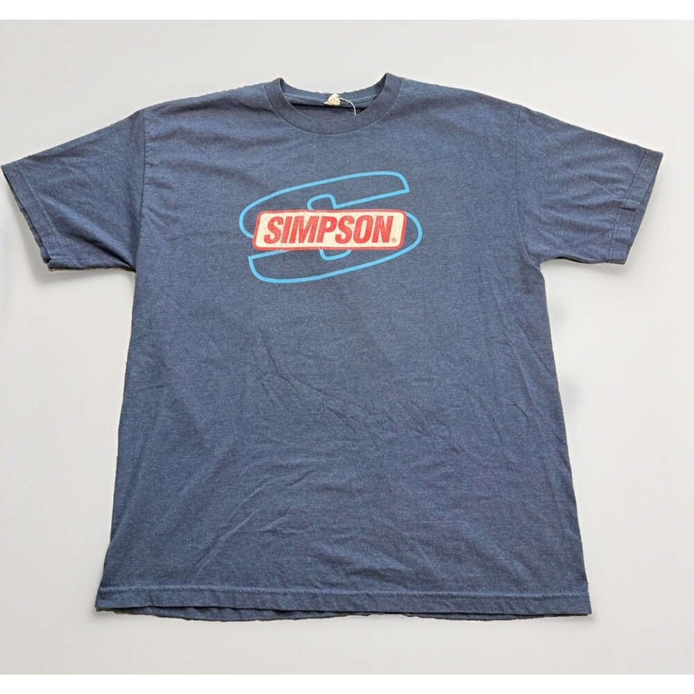 Vintage Simpson Race Products Men’s XL Blue Two Sided Graphic Short Sleeve Tee
